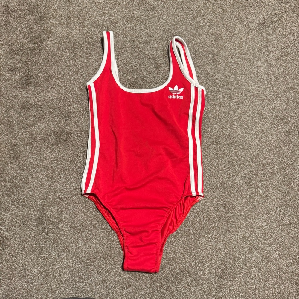 Adidas Red and White Swimsuit